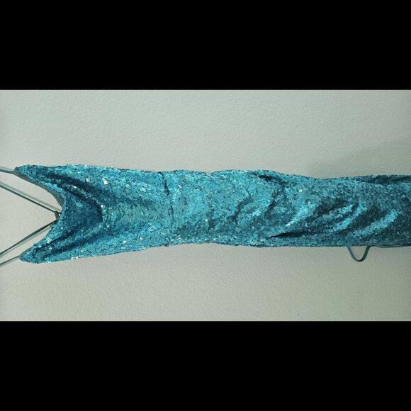 Windsor Stunning Teal Sequin Prom Dress Size Large - Picture 3 of 4